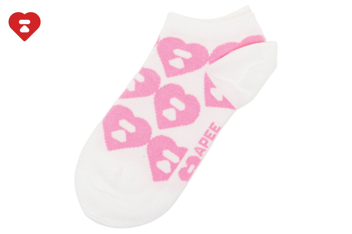 BAPE BIG HEART MONOGRAM INTARSIA ANKLE SOCKS