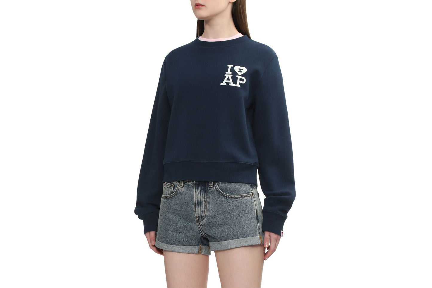 BAPE BIG HEART BACK PRINT CROP SWEAT SHIRT