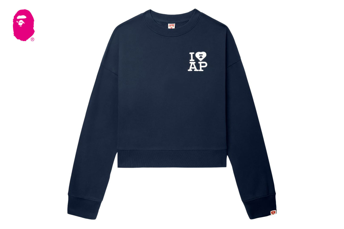BAPE BIG HEART BACK PRINT CROP SWEAT SHIRT