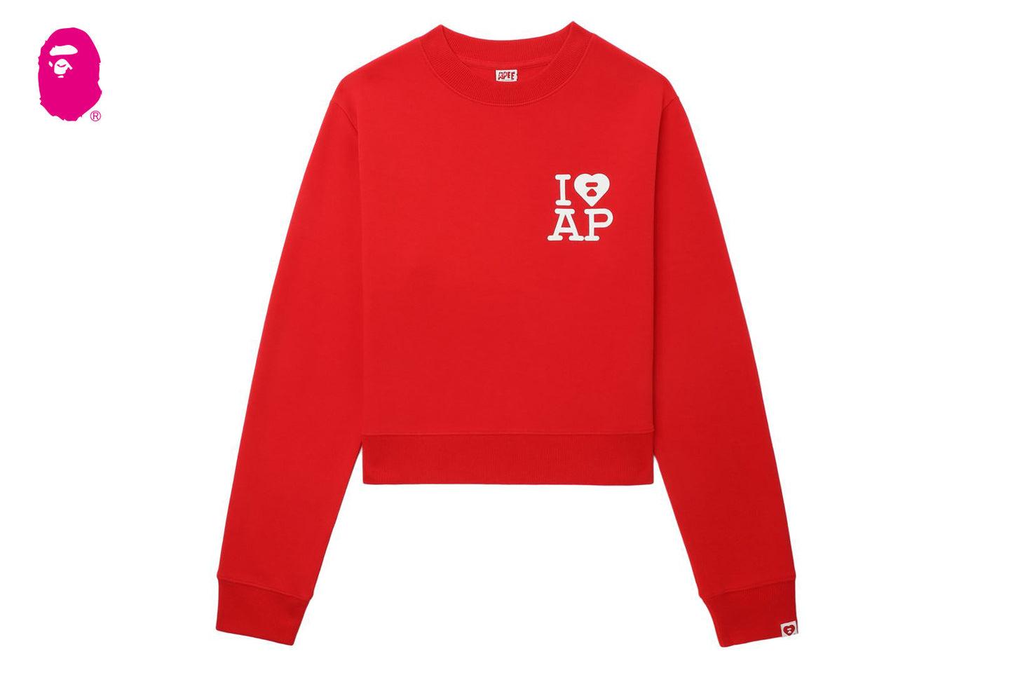 BAPE BIG HEART BACK PRINT CROP SWEAT SHIRT