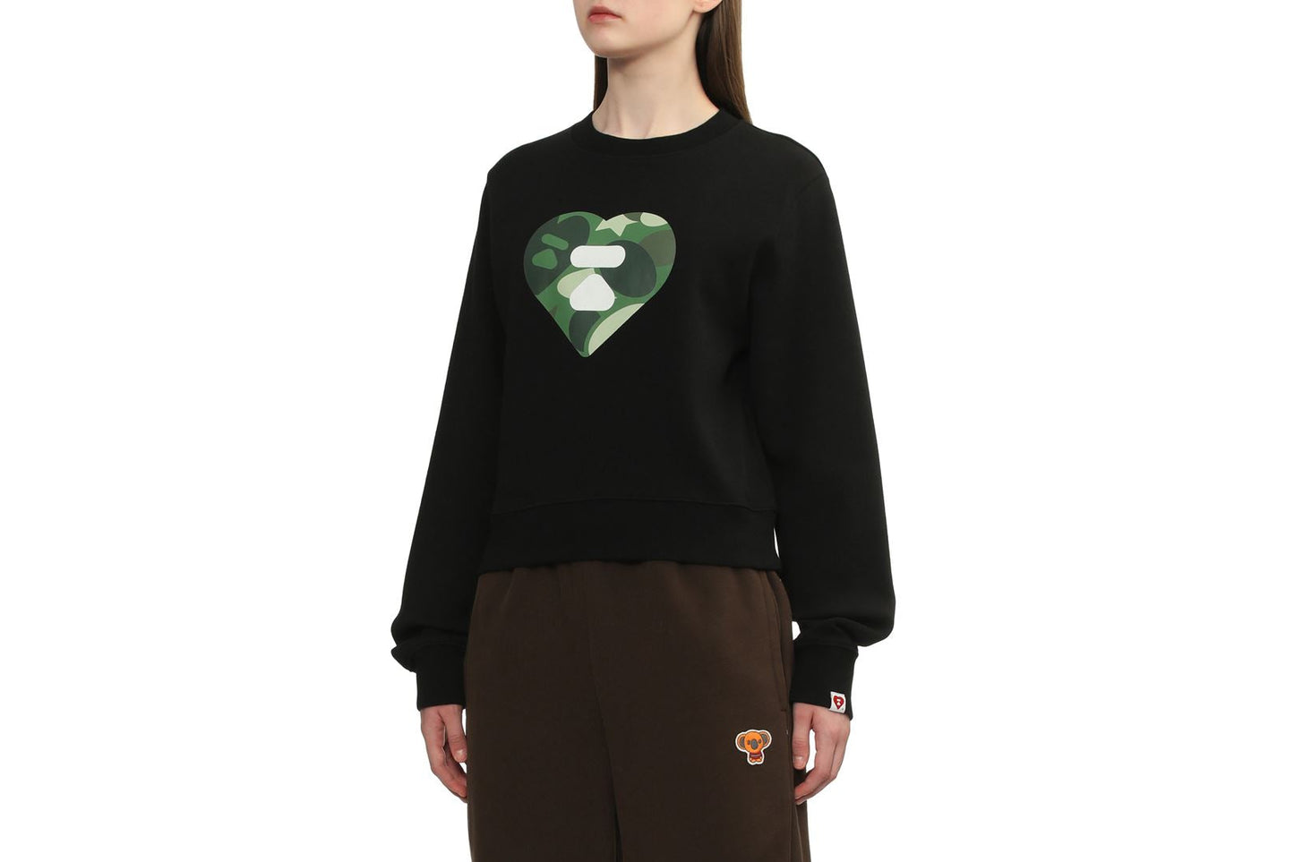 BAPE CAMO HEART CROP SWEAT SHIRT