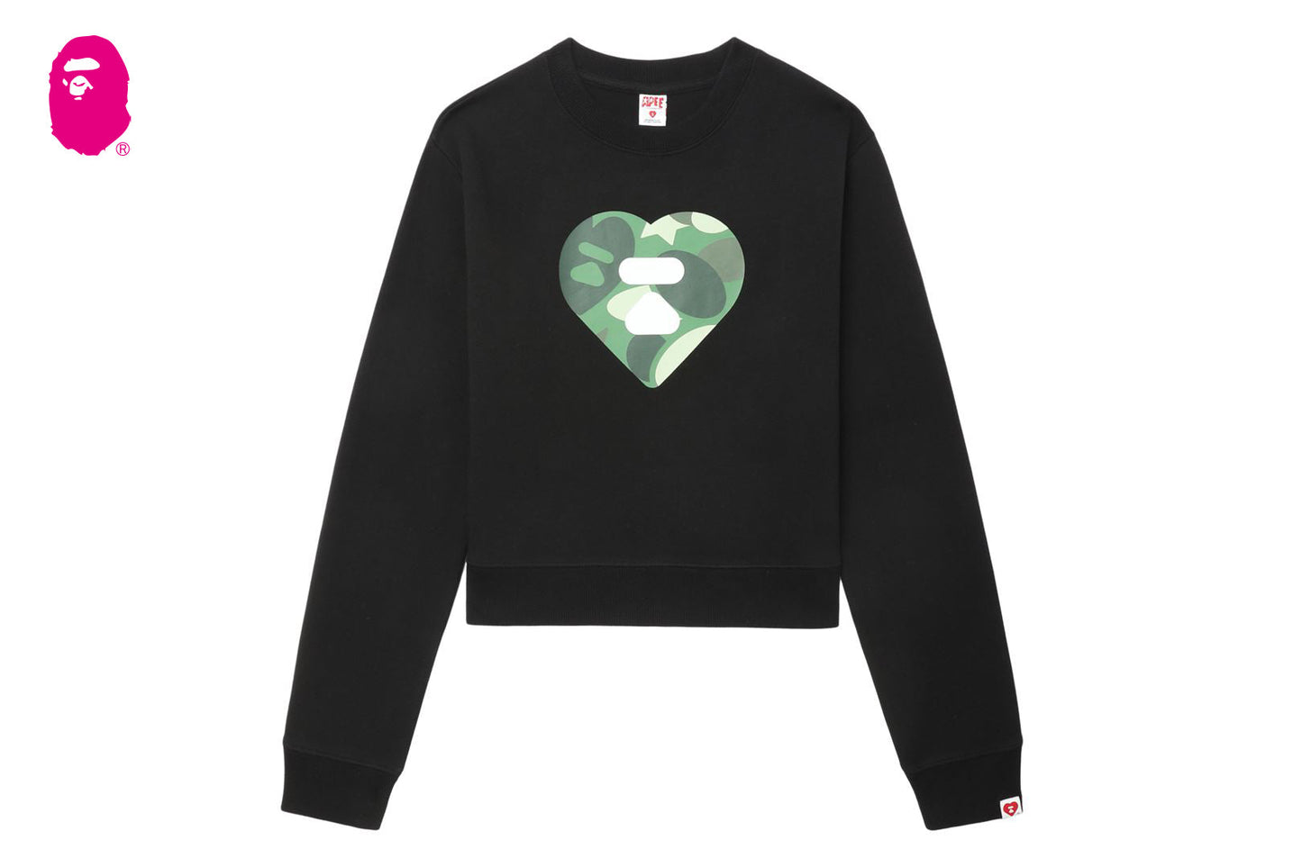BAPE CAMO HEART CROP SWEAT SHIRT