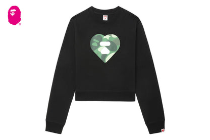 BAPE CAMO HEART CROP SWEAT SHIRT