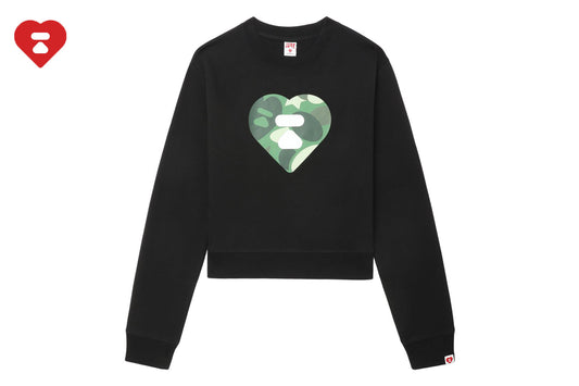 BAPE CAMO HEART CROP SWEAT SHIRT