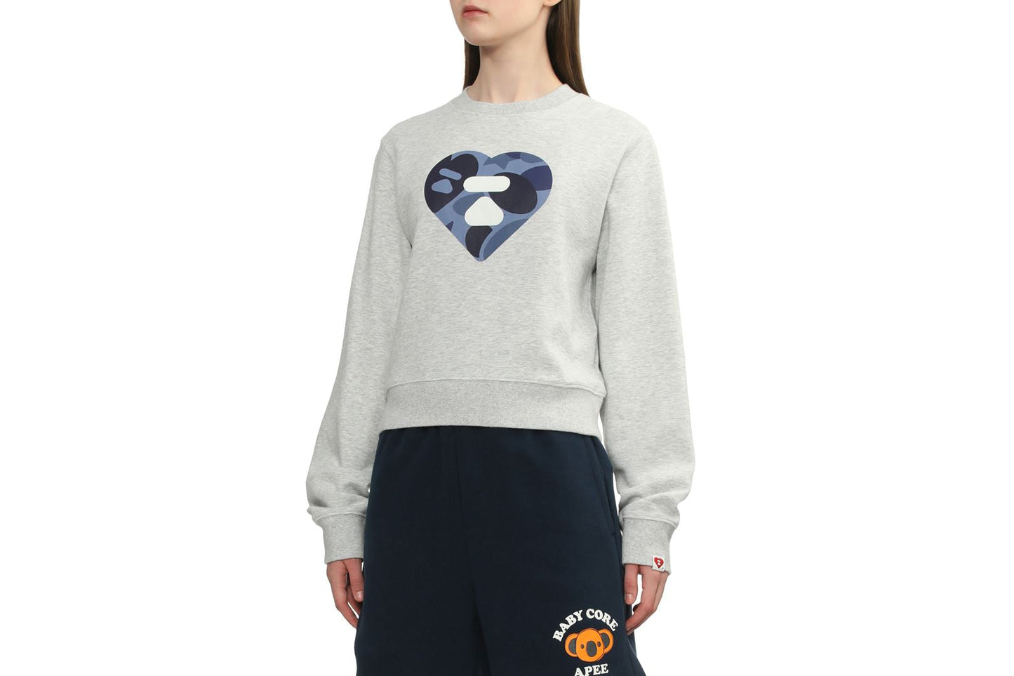 BAPE CAMO HEART CROP SWEAT SHIRT