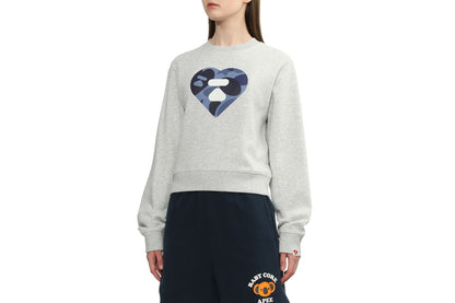 BAPE CAMO HEART CROP SWEAT SHIRT