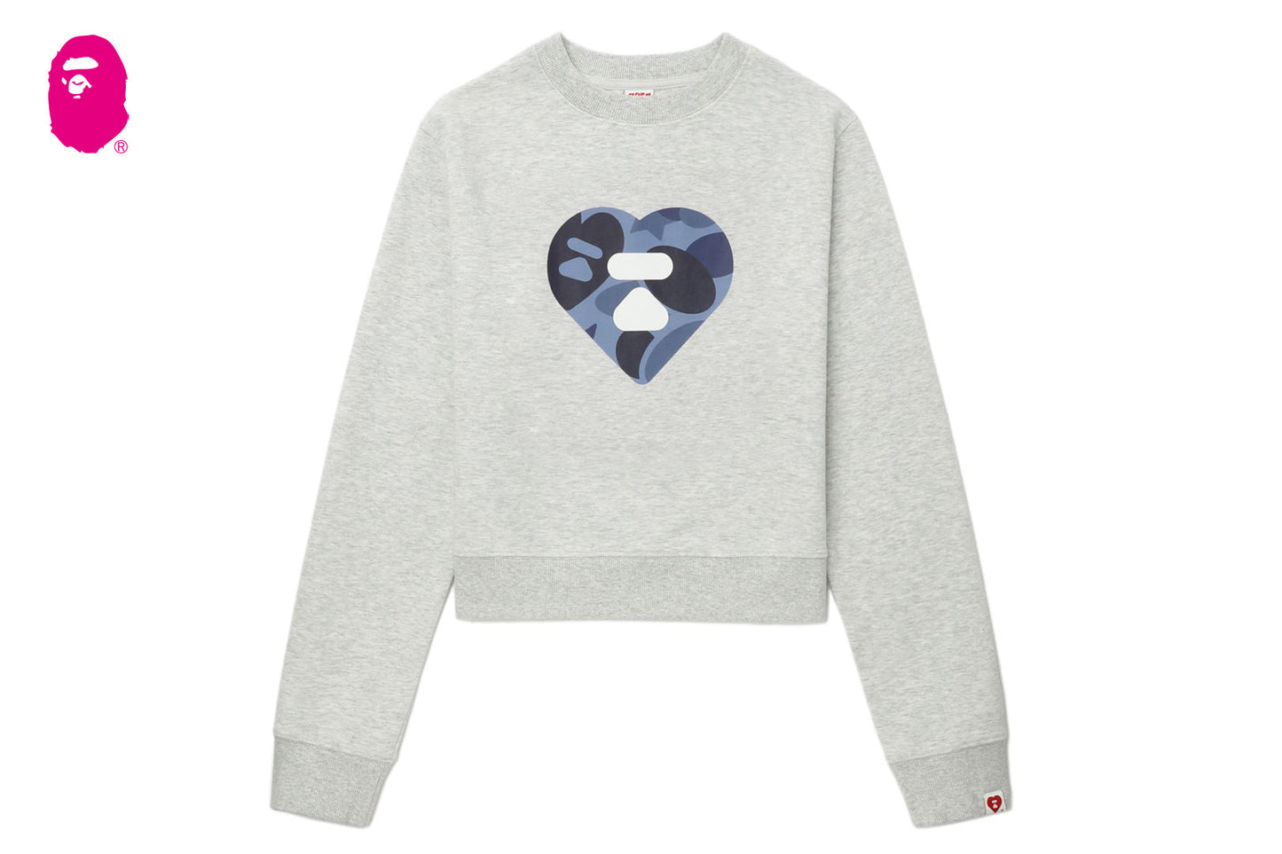 BAPE CAMO HEART CROP SWEAT SHIRT