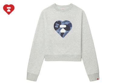 BAPE CAMO HEART CROP SWEAT SHIRT