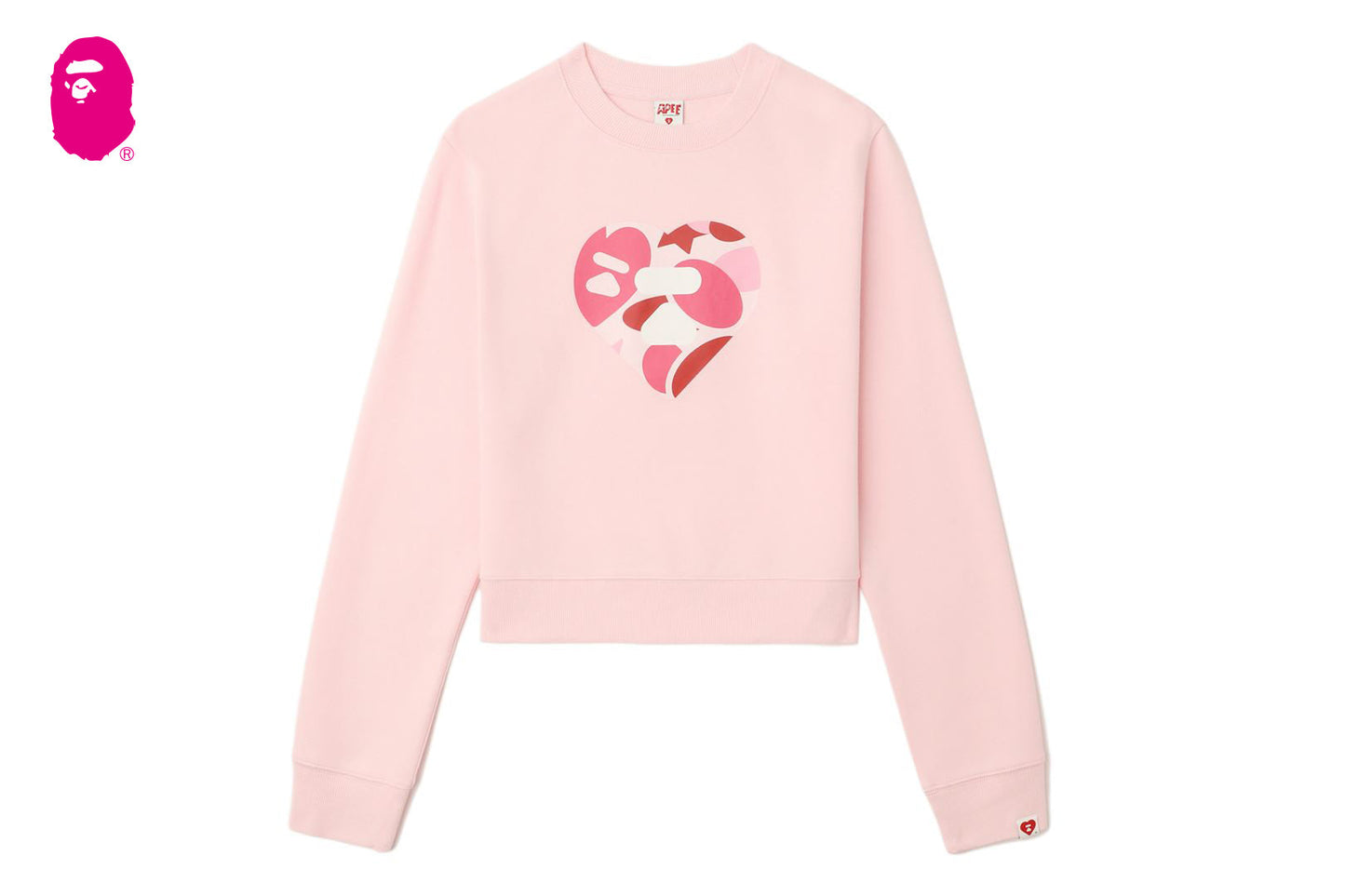 BAPE CAMO HEART CROP SWEAT SHIRT