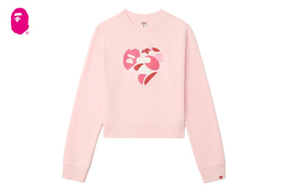 BAPE CAMO HEART CROP SWEAT SHIRT
