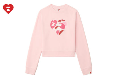 BAPE CAMO HEART CROP SWEAT SHIRT