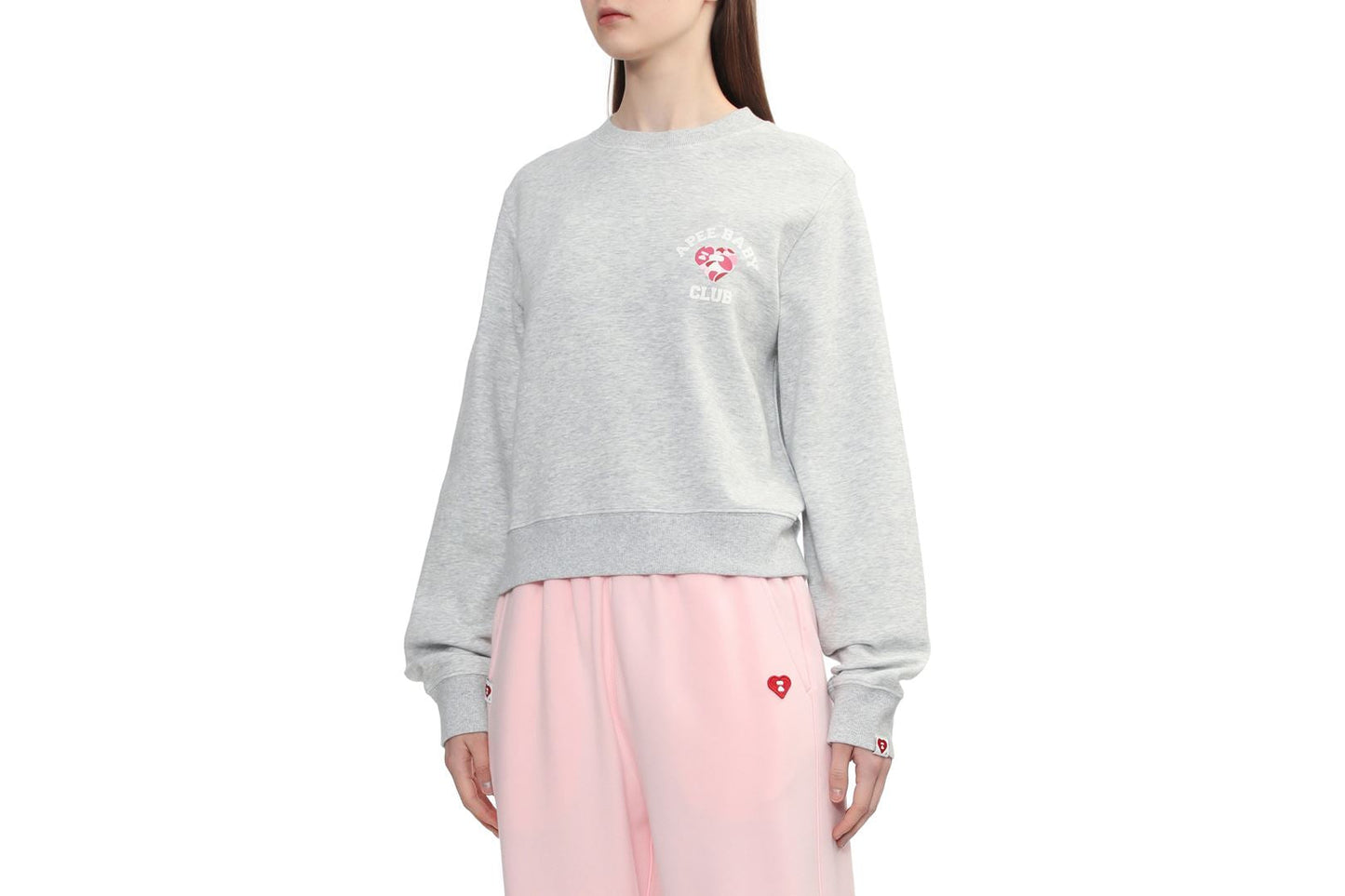 BAPE CAMO HEART CHEST PRINT CROP SWEAT SHIRT