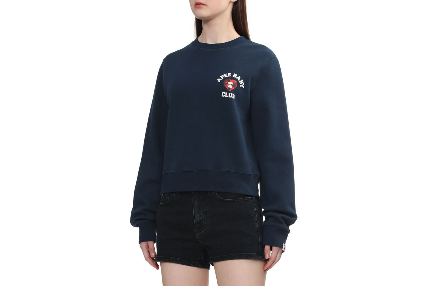 BAPE CAMO HEART CHEST PRINT CROP SWEAT SHIRT