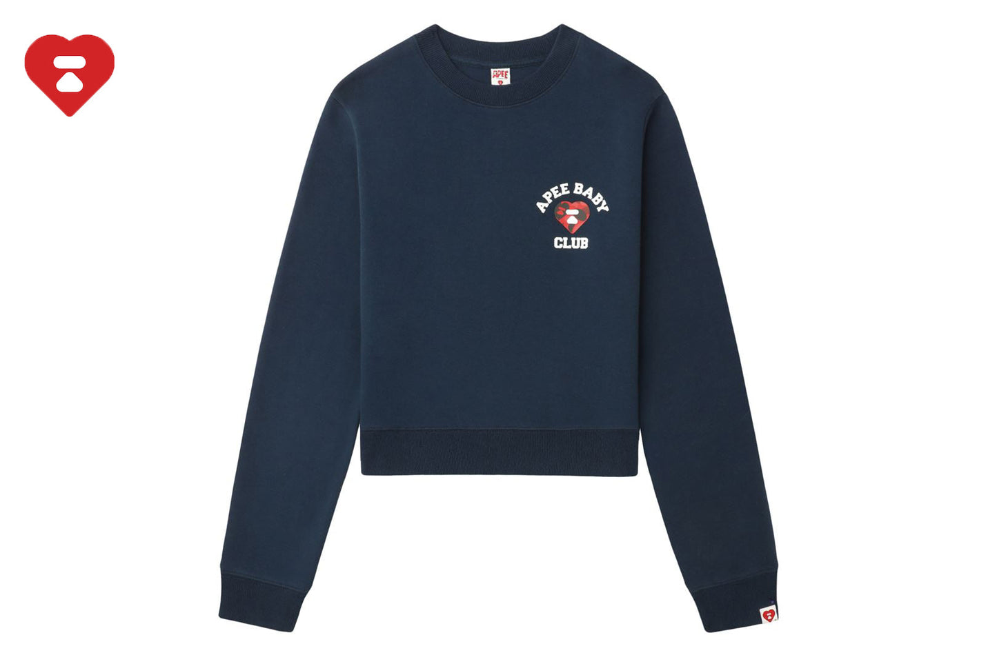 BAPE CAMO HEART CHEST PRINT CROP SWEAT SHIRT