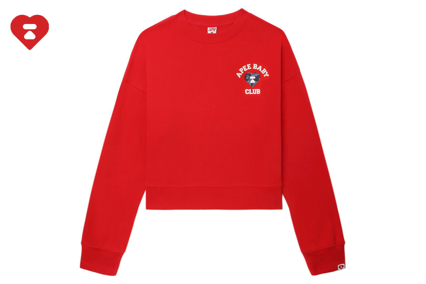 BAPE CAMO HEART CHEST PRINT CROP SWEAT SHIRT