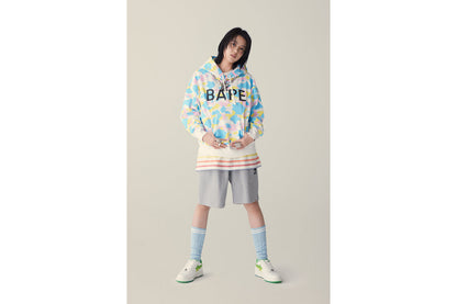 BAPE NEW MULTI CAMO LOGO OVERSIZED PULLOVER HOODIE