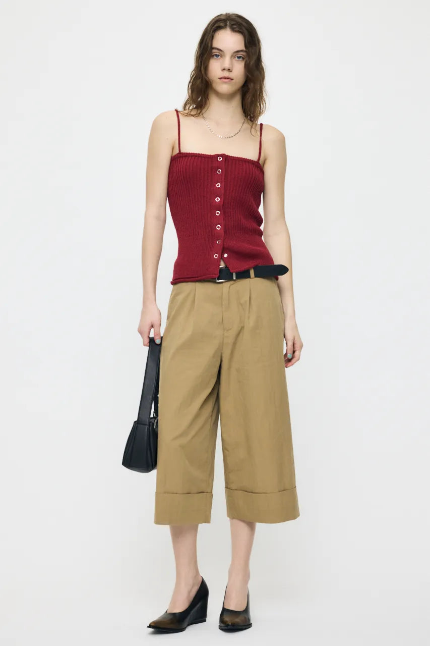 日本代購｜MOUSSY 背心 - FRONT BUTTON KNIT 背心【紅色 / 自由尺寸】｜MOUSSYキャミソール
