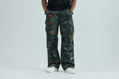 BAPE HYBRID CAMO MULTI BADGE CARGO PANTS