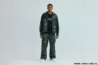 BAPE HYBRID CAMO MULTI BADGE CARGO PANTS