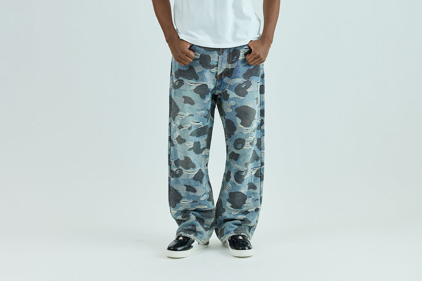 BAPE SOLID CAMO JACQUARD DENIM PANTS