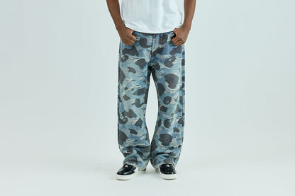 BAPE SOLID CAMO JACQUARD DENIM PANTS