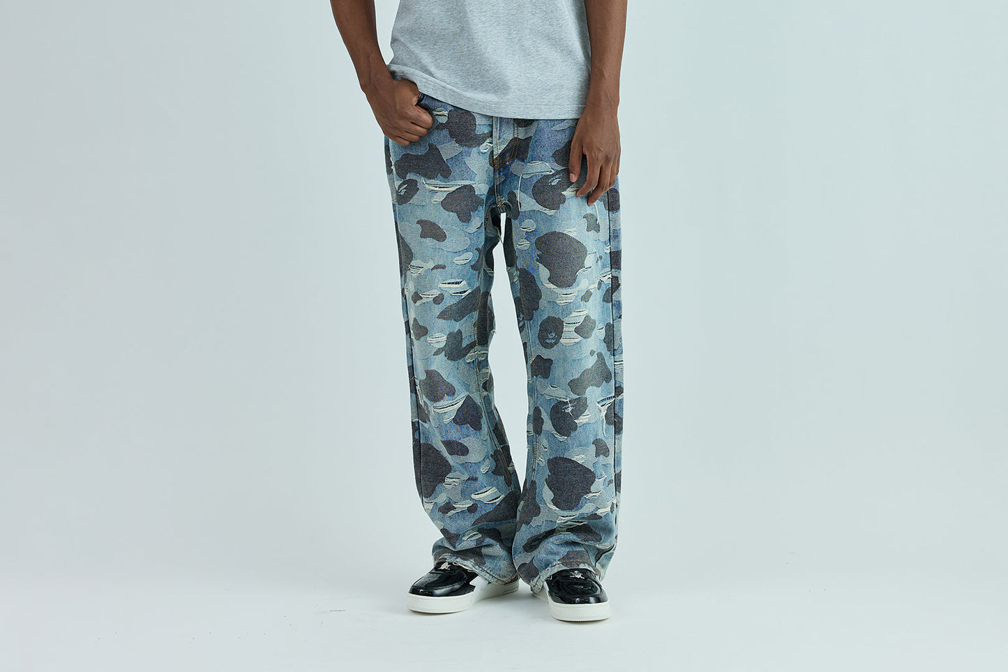 BAPE SOLID CAMO JACQUARD DENIM PANTS