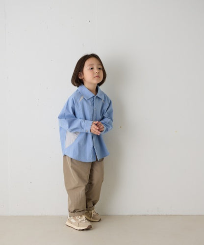 日本代購｜riziere 襯衫 - 藍色雙色拉格朗袖襯衫｜ZOZOTOWN