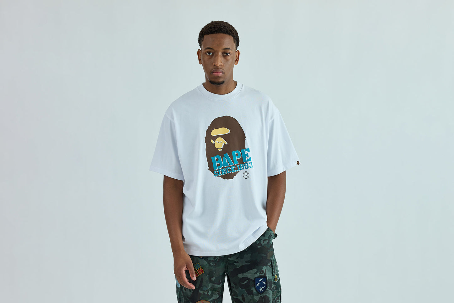BAPE STENCIL FONT APE HEAD RELAXED FIT TEE