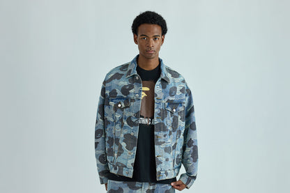 BAPE SOLID CAMO JACQUARD DENIM TRUCKER JACKET