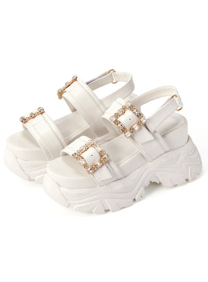 日本代購｜GRL 厚底涼鞋 - ビジューバックル厚底涼鞋【黑色 / 25.0cm】｜GRL