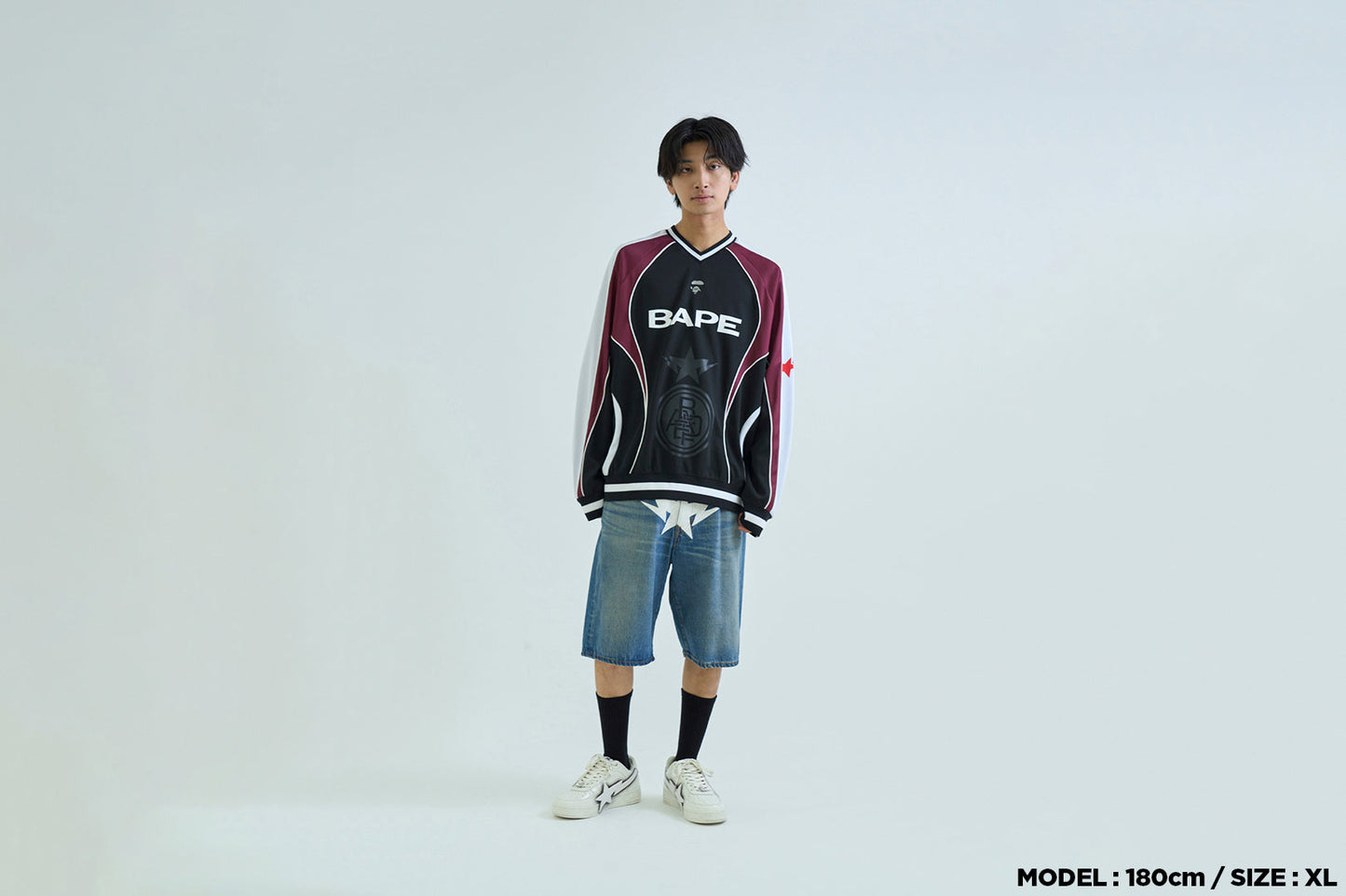 BAPE 足球標誌暖身放鬆版長袖T恤