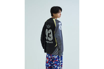 BAPE MULTI LOGO RELAXED FIT FOOTBALL LS JERSEY