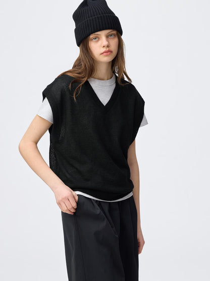 日本代購｜GU T恤 - ループヤーンV領T恤【OFF WHITE / L】｜GU