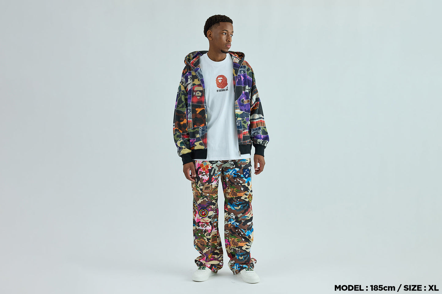 BAPE 瘋狂補丁鯊魚全拉鍊連帽外套