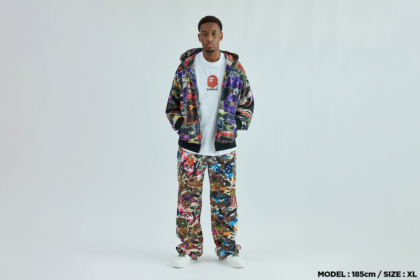 BAPE 瘋狂補丁鯊魚全拉鍊連帽外套