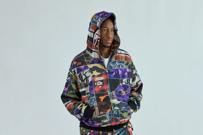 BAPE 瘋狂補丁鯊魚全拉鍊連帽外套