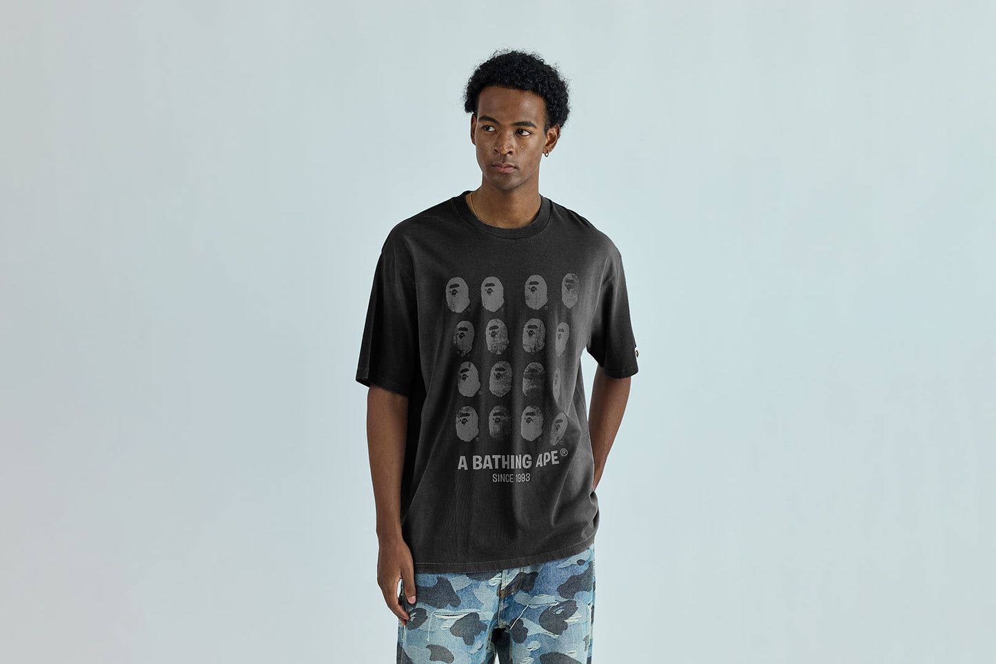 BAPE BLEECHED MULTI APE HEAD LOGO 寬鬆版短袖T恤