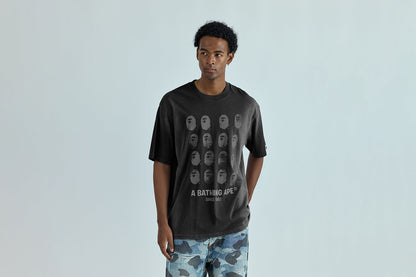 BAPE BLEECHED MULTI APE HEAD LOGO 寬鬆版短袖T恤