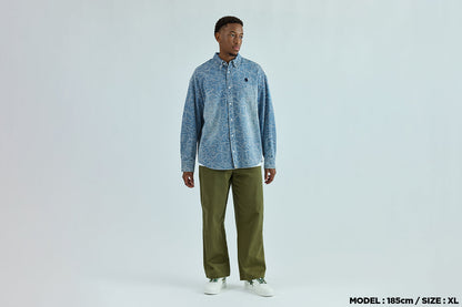BAPE ONE POINT LINE CAMO JACQUARD DENIM LS SHIRT