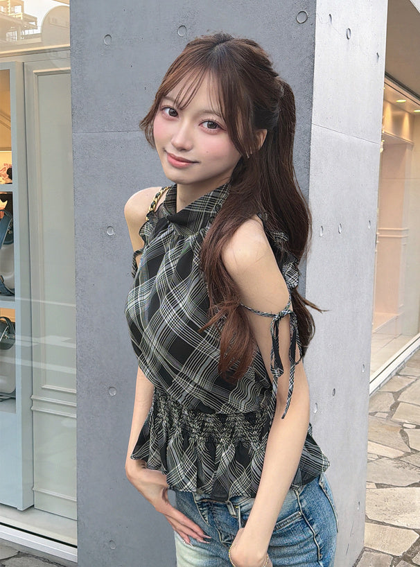 日本代購｜GRL 襯衫 - 2Way格紋無袖襯衫｜GRL