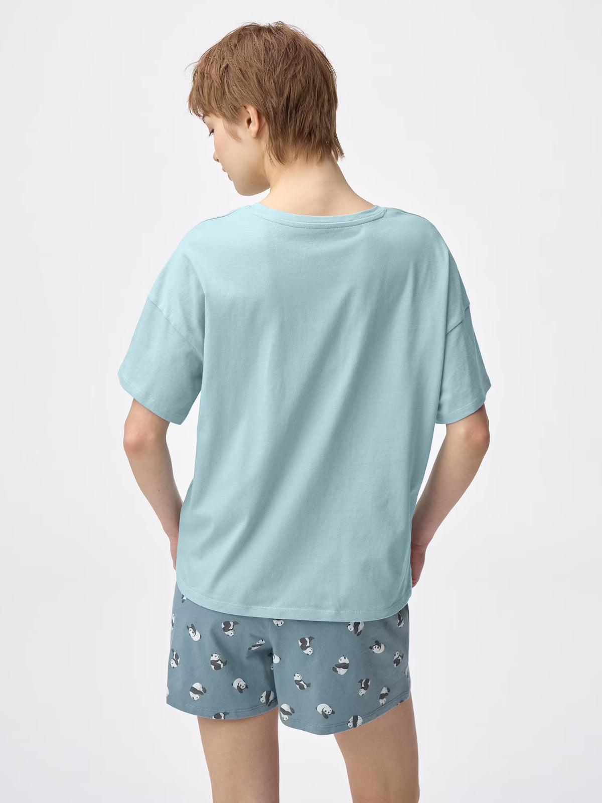 日本代購｜GU 休閒服 - 熊貓圖案棉質休閒套裝（短袖）｜GU