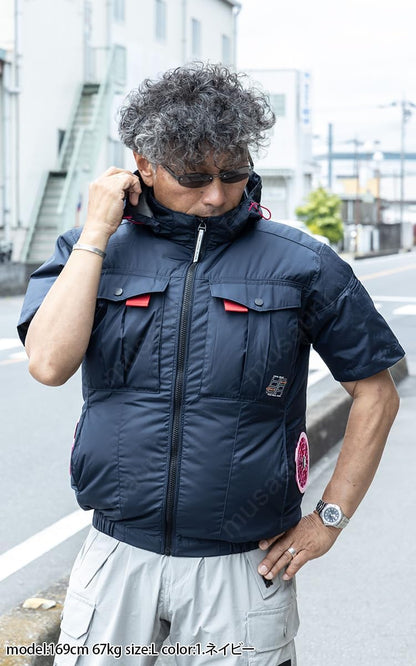 日本代購｜武藏野ユニフォーム 外套 - 2026年 村上被服 快適ウェア 半袖フード外套｜Amazon JP