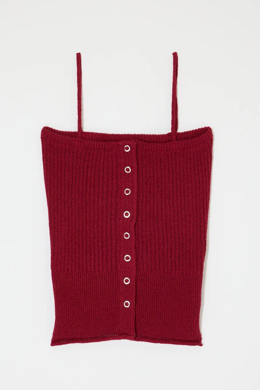 日本代購｜MOUSSY 背心 - FRONT BUTTON KNIT 背心【紅色 / 自由尺寸】｜MOUSSYキャミソール