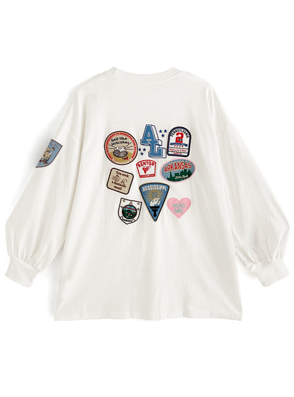 日本代購｜GRL ワッペンロゴロングTシャツ[cc39]【オフホワイト / F】｜GRL