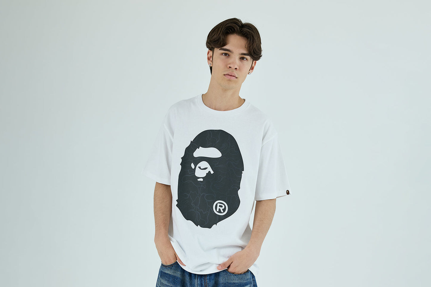 BAPE LINE CAMO BIG APE HEAD TEE