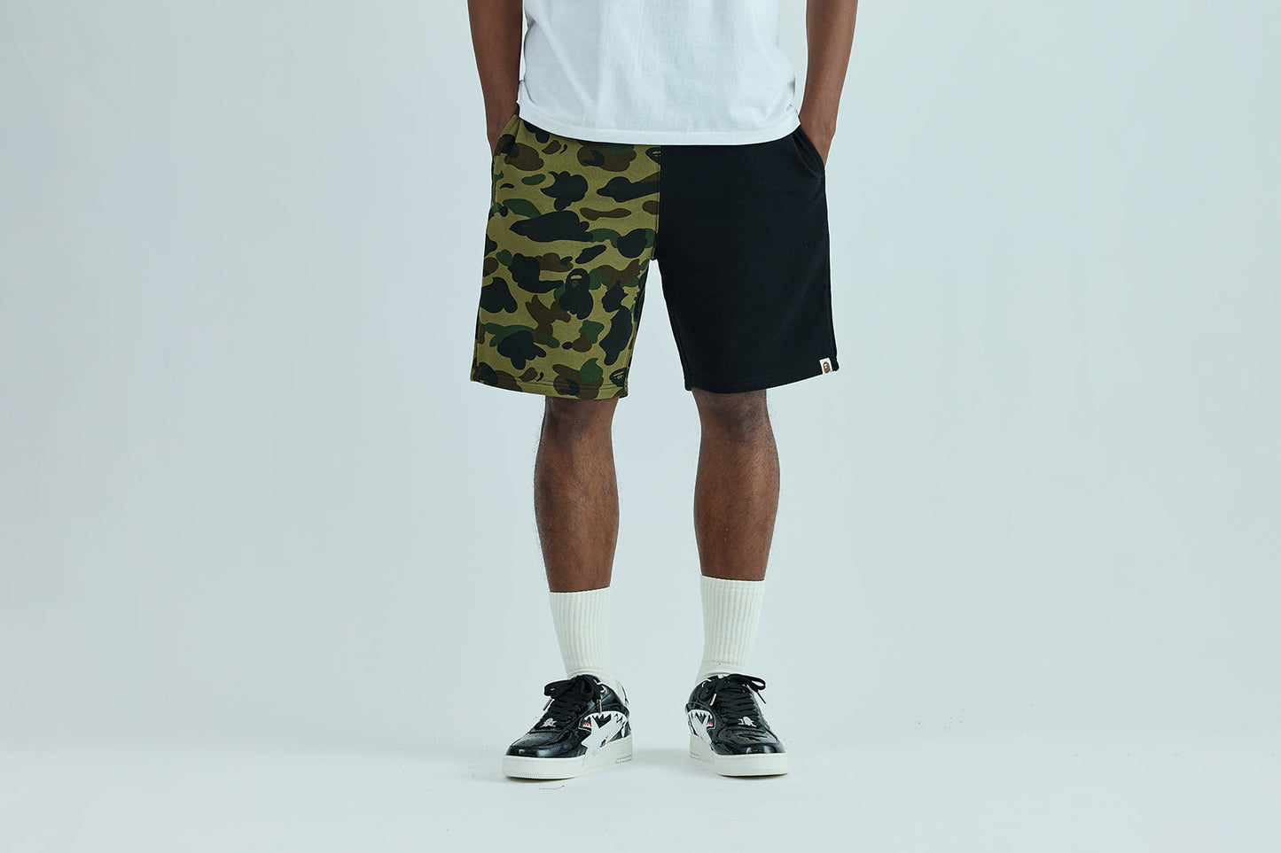 BAPE 1ST CAMO BACK SHARK SWEAT SHORTS