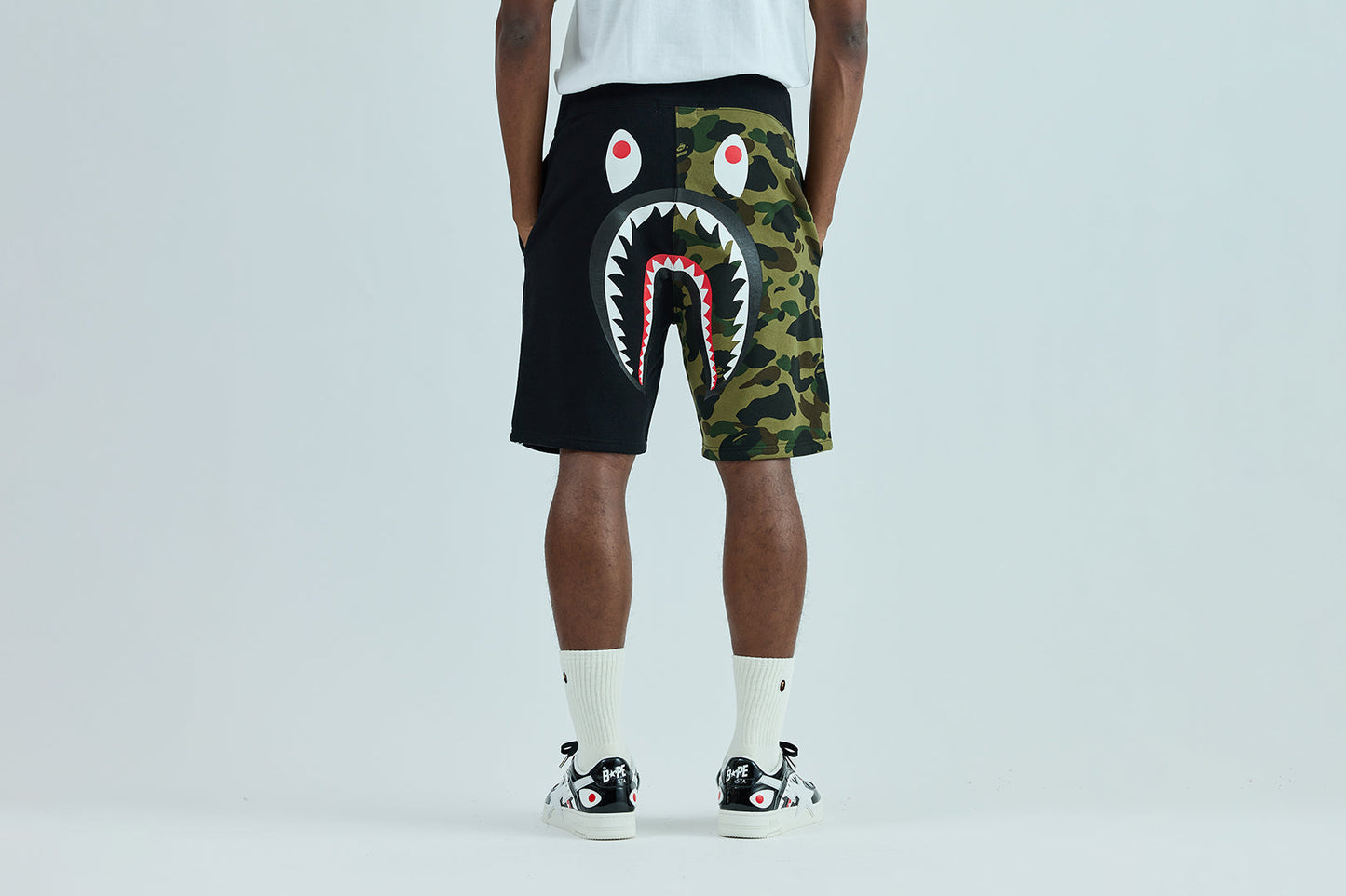 BAPE 1ST CAMO BACK SHARK SWEAT SHORTS