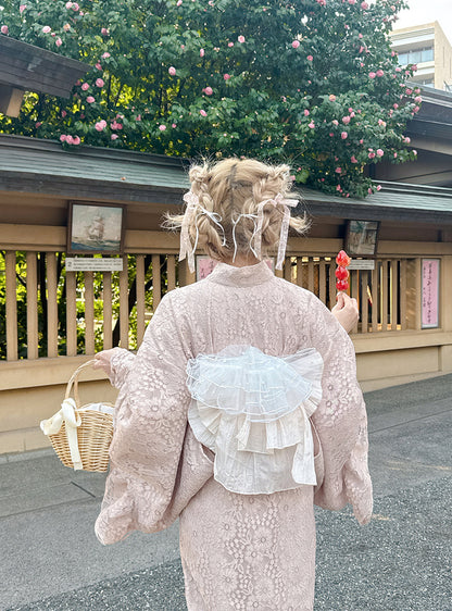 日本代購｜GRL 浴衣 - 3點套裝2Way蕾絲荷葉邊浴衣｜GRL