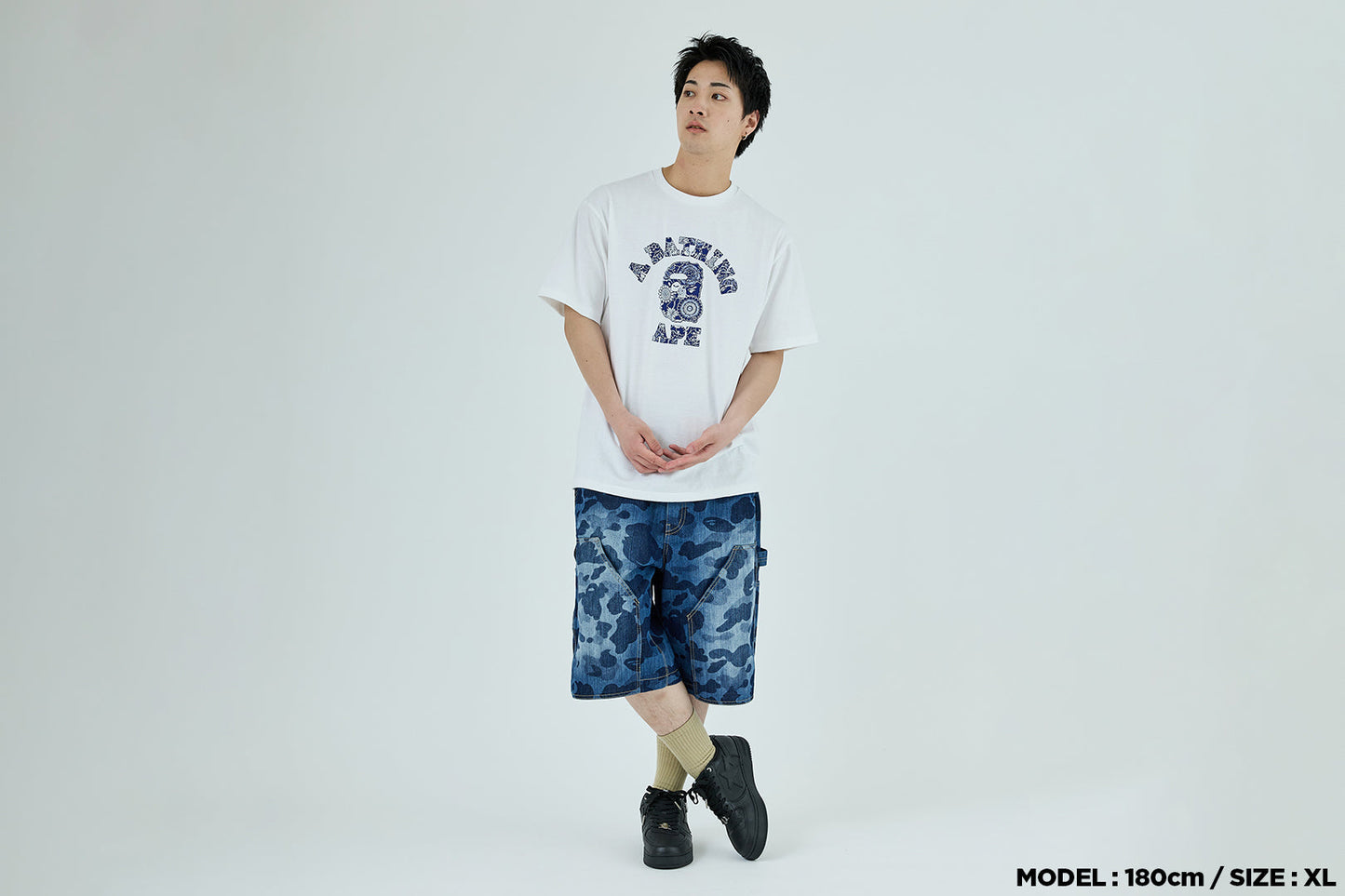 BAPE 日本靛藍藝術迷彩大學T恤