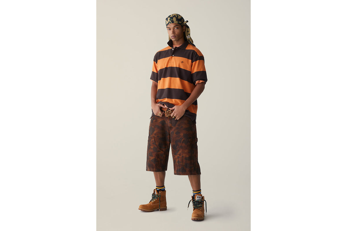 BAPE MILO ONE POINT STRIPE RELAXED FIT POLO